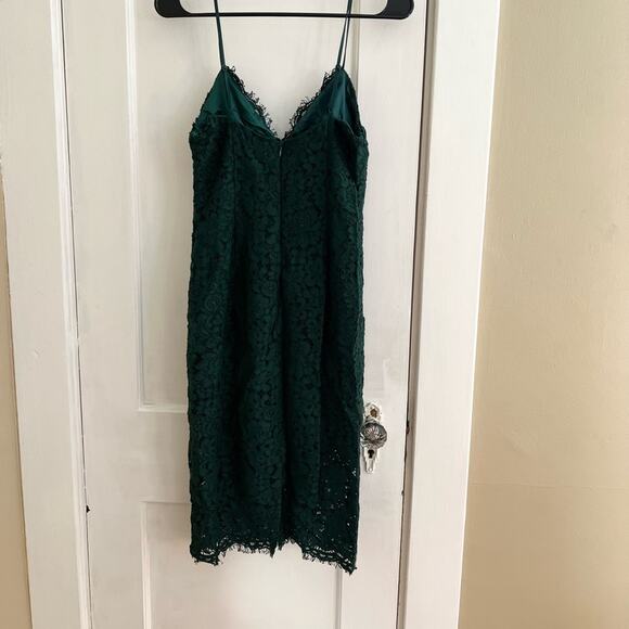 Bardot lace crochet holiday dress worn once Christmas cocktail green wedding - Picture 4 of 6